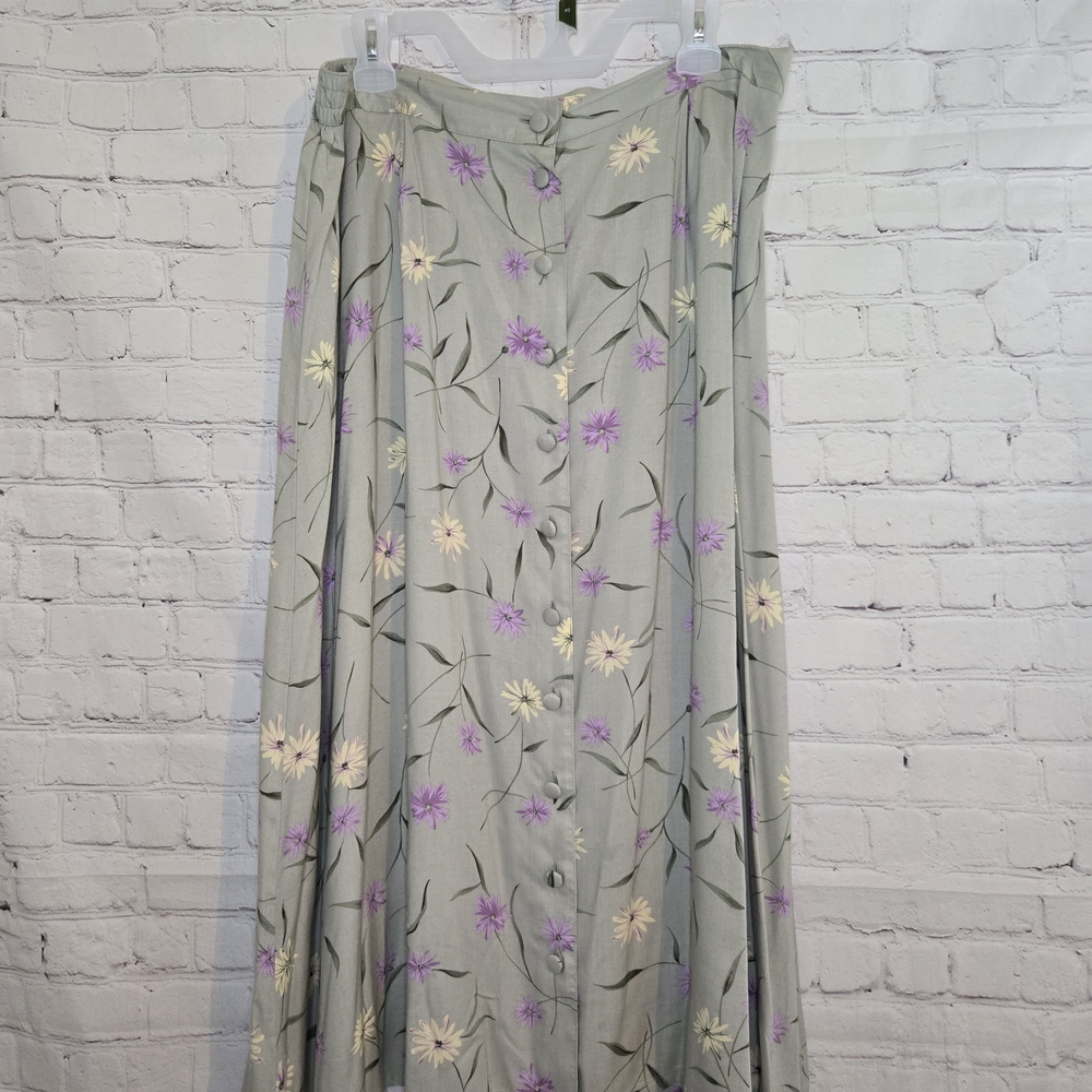 90s Vintage Sag‎ Harbor Button Front Spring foral skirt cottagecore 1x